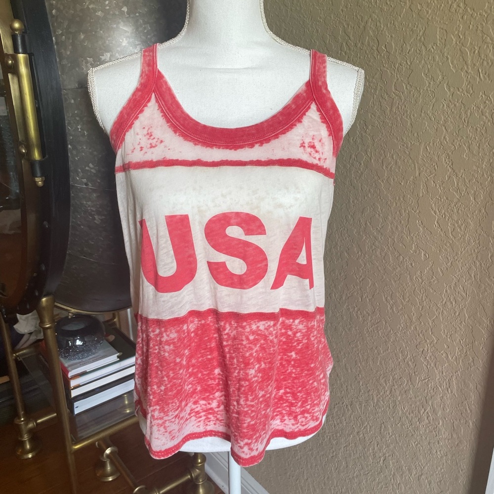 Chaser Burnout Racerback Tank Top in Red/White USA Size Medium & Incredibly Soft